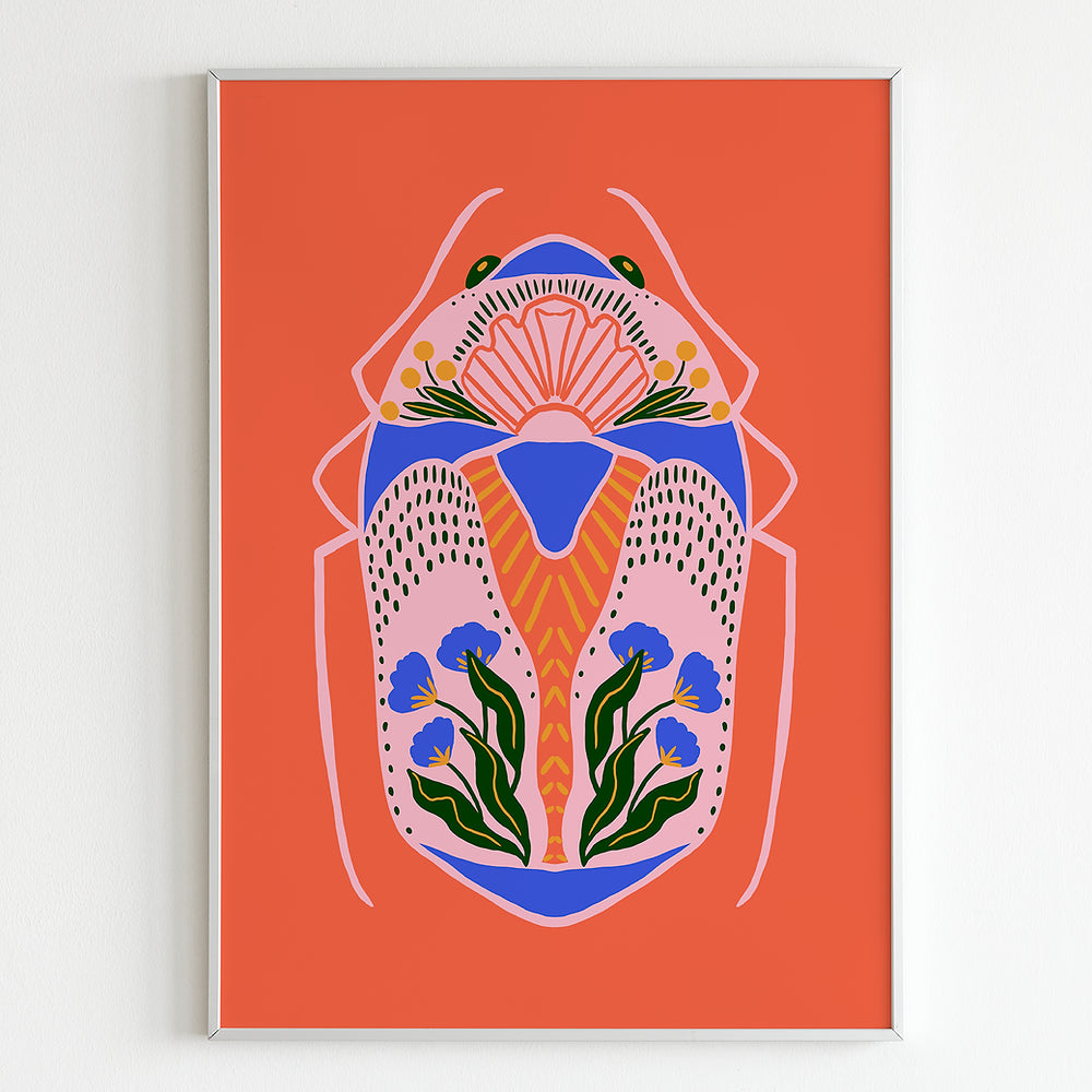 Tara Reed Folk Art Beetle Print 8"x10" Indio Durham