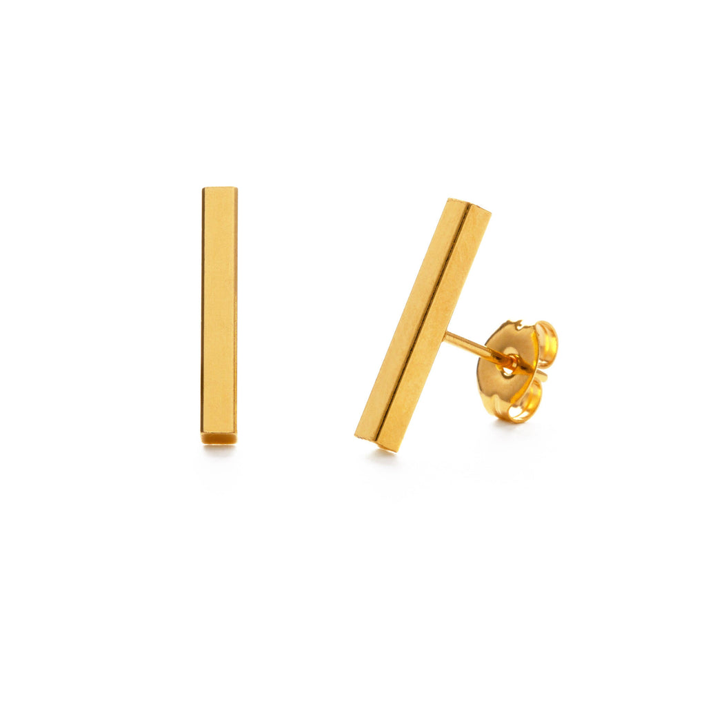 small gold stud bar earrings, made in USA