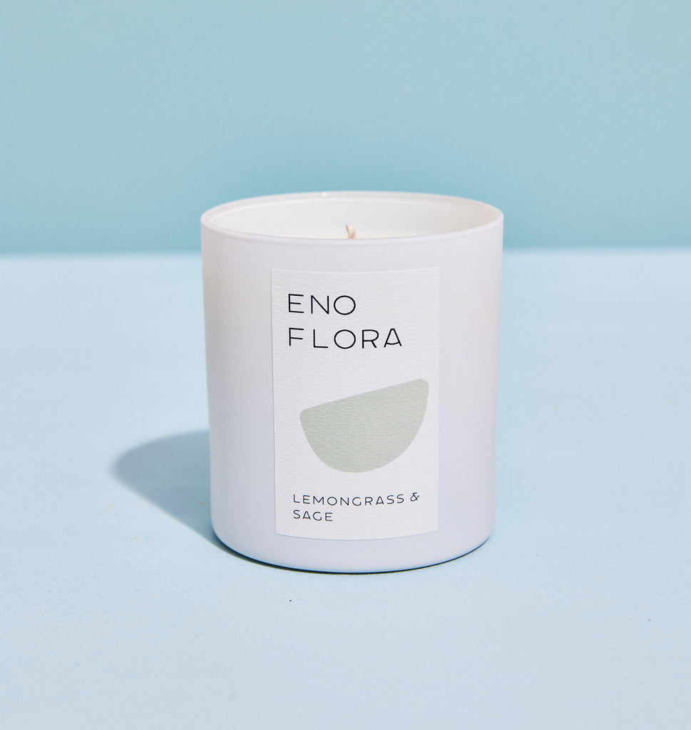 Eno Flora, coconut candle, lemongrass and sage, made in Durham, NC made