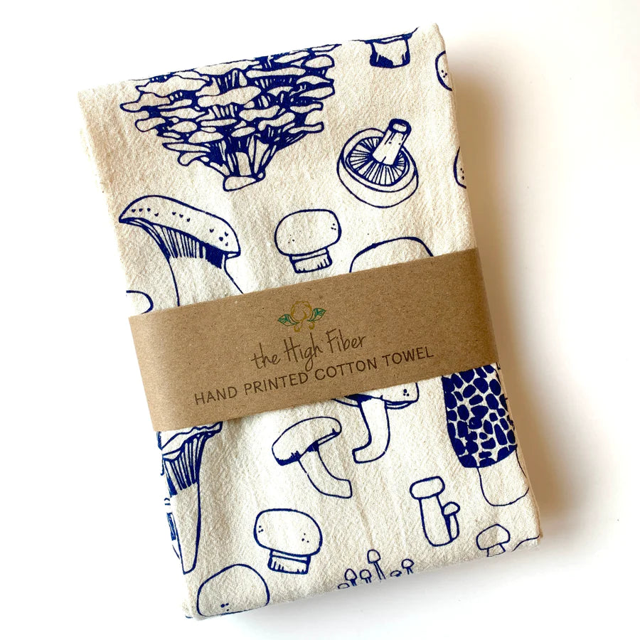 Mushroom Cotton Tea Towel - Navy – Indio Durham