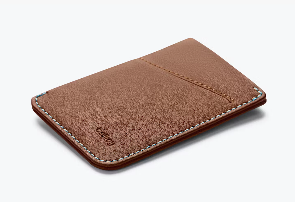 Bellroy card sleeve, caramel, leather wallet