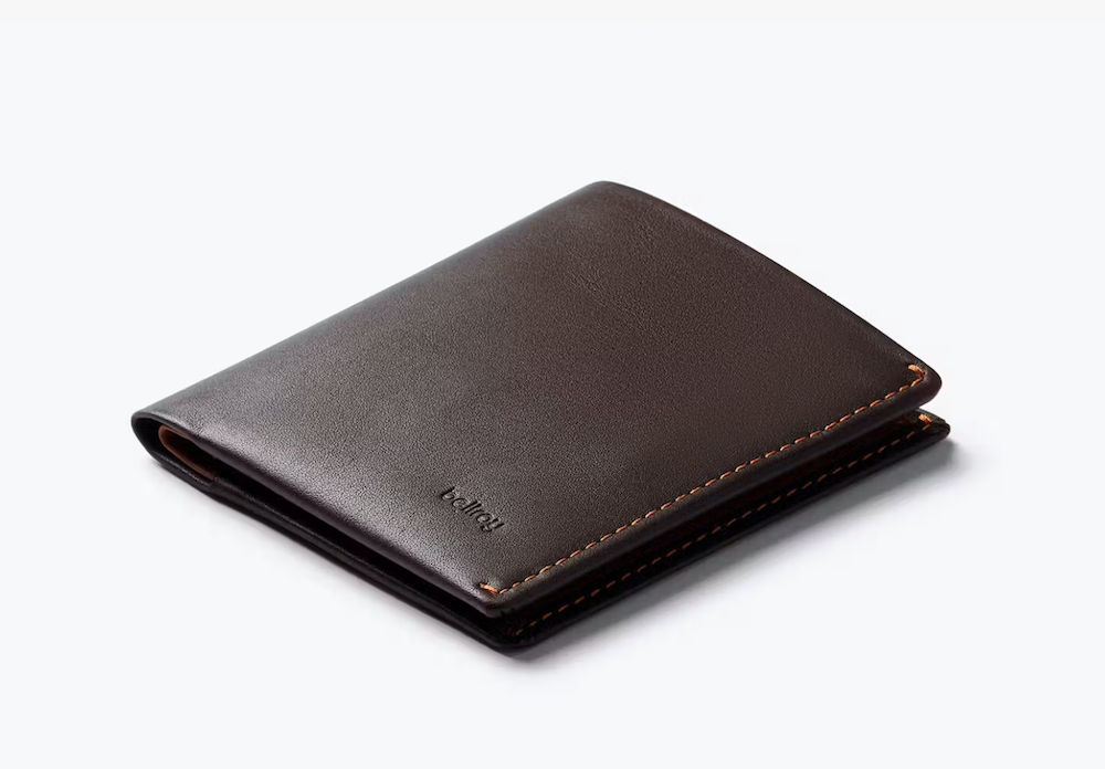 Bellroy note sleeve wallet, leather, java, RFID