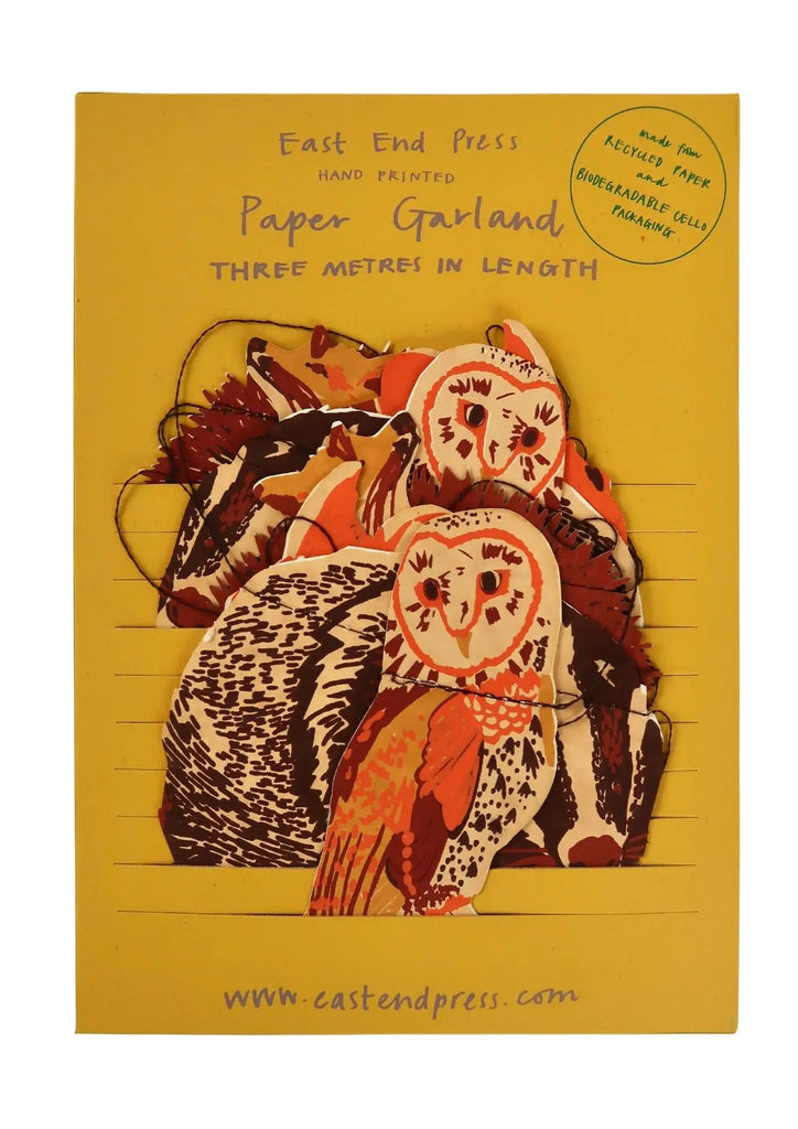 East End Press, garland, handmade, owls